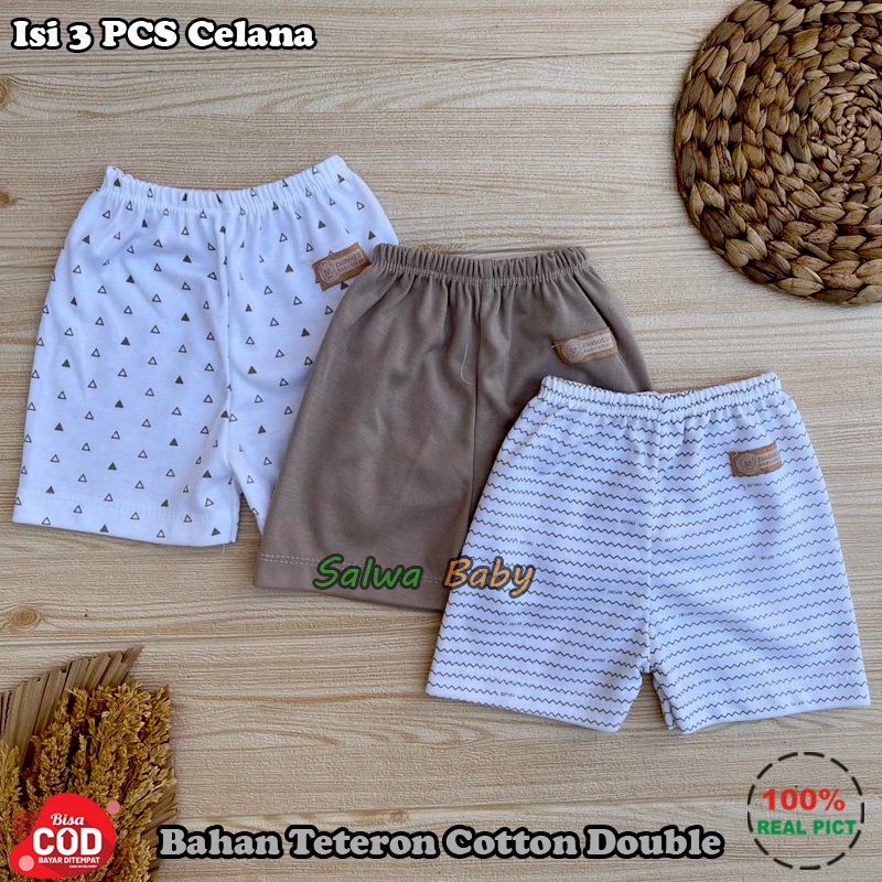 Bahan Katun TC 6 PCS Baju Bayi Celana Pendek Bayi Baru Lahir Serian CREAM 0-3 Bulan Almeera Baby and Kids