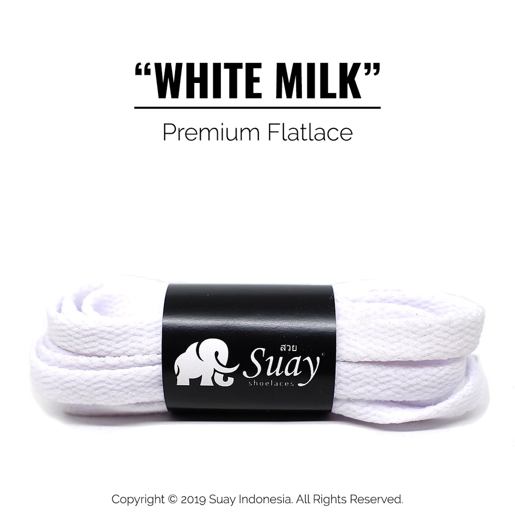 TALI SEPATU Sneaker Warna Warni Gepeng (FLAT) Panjang 115cm Suay Premium Shoelace SURABAYA-White Milk