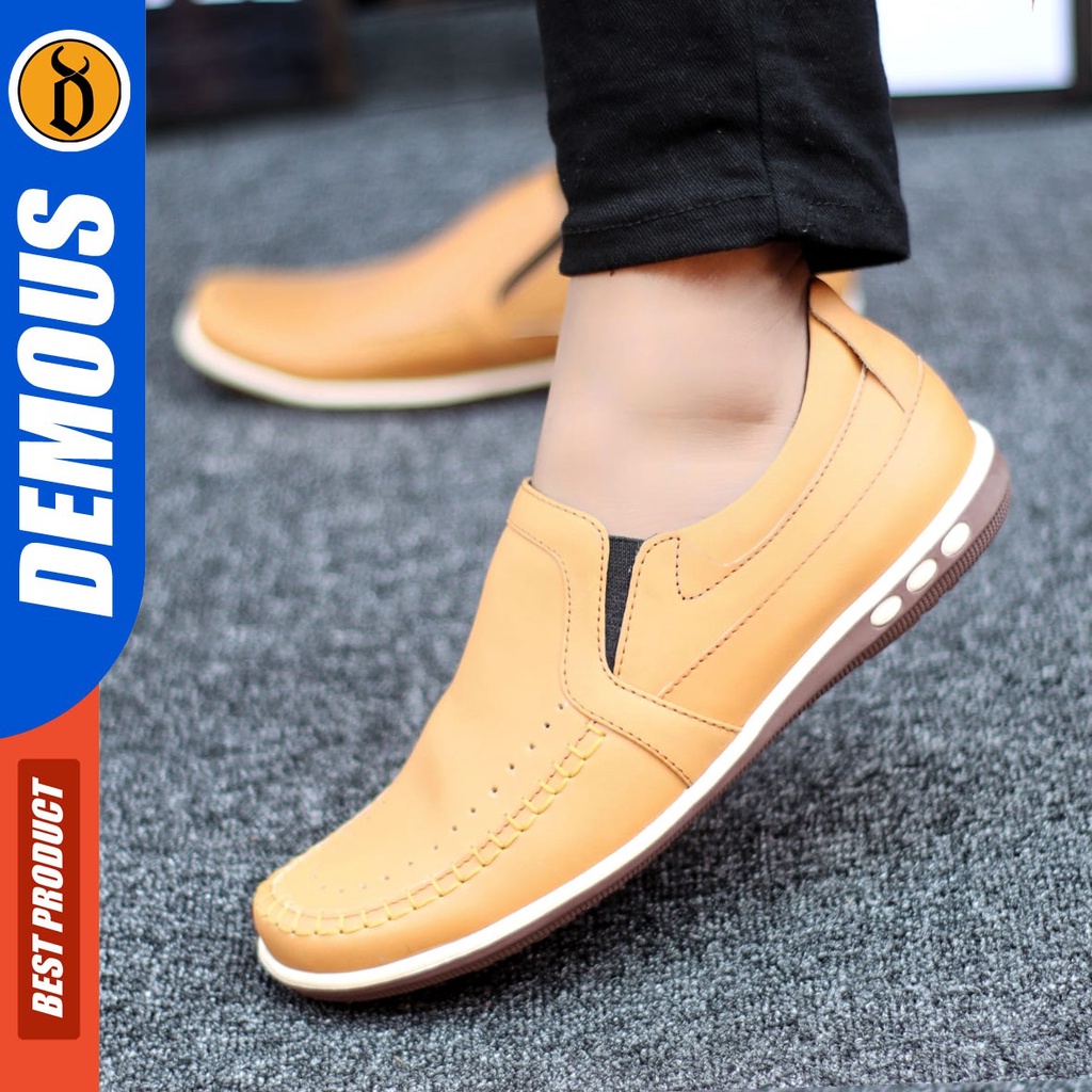 DEMOUS Gotenz - Sepatu Casual Slip On Kerja Pria Kulit Asli