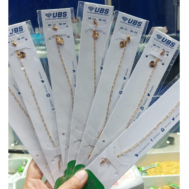 Gelang paperlina UBS emas asli kadar 375 8 karat gram ringan