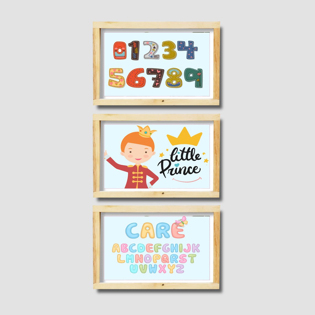 Dine Wood Hiasan  Dekorasi Dinding Walldecor Poster Bingkai Frame Kayu Little Prince Abjad Angka