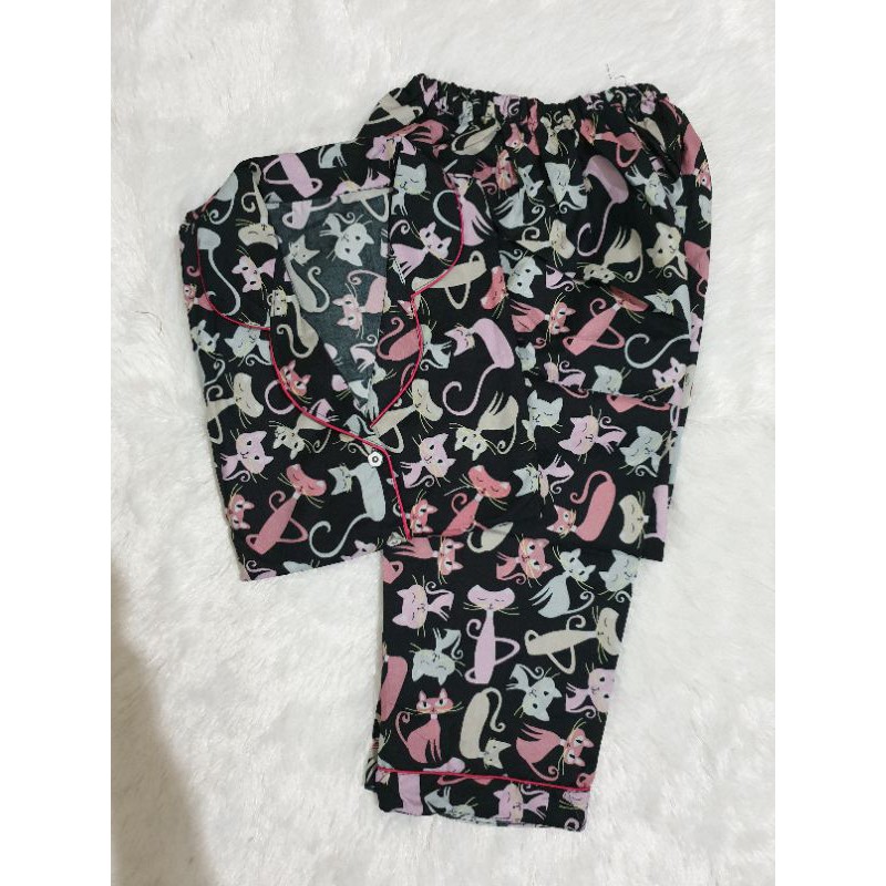 Baju Tidur Piyama Wanita Cewek Pajamas Katun Motif PP-PP BLACK CAT