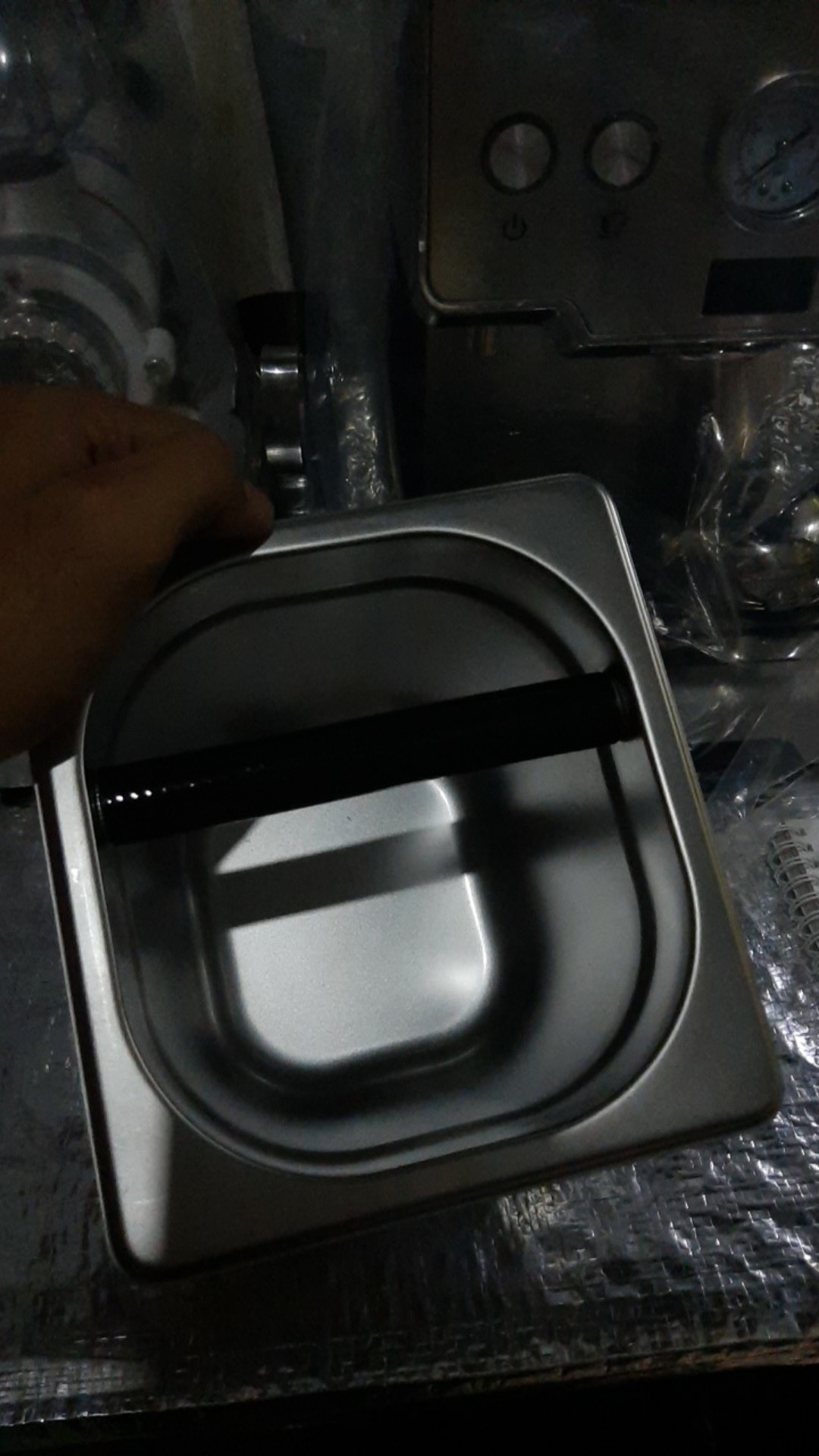 Box Wadah Kopi Espresso Knock Box Container Barista Onetwocups- Kb1 Silver
