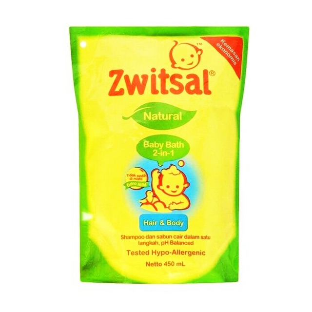 Zwitsal Natural Baby Bath 2 in 1 / Shampo Aloe Vera / Rich Honey Baby Milk 450 ml