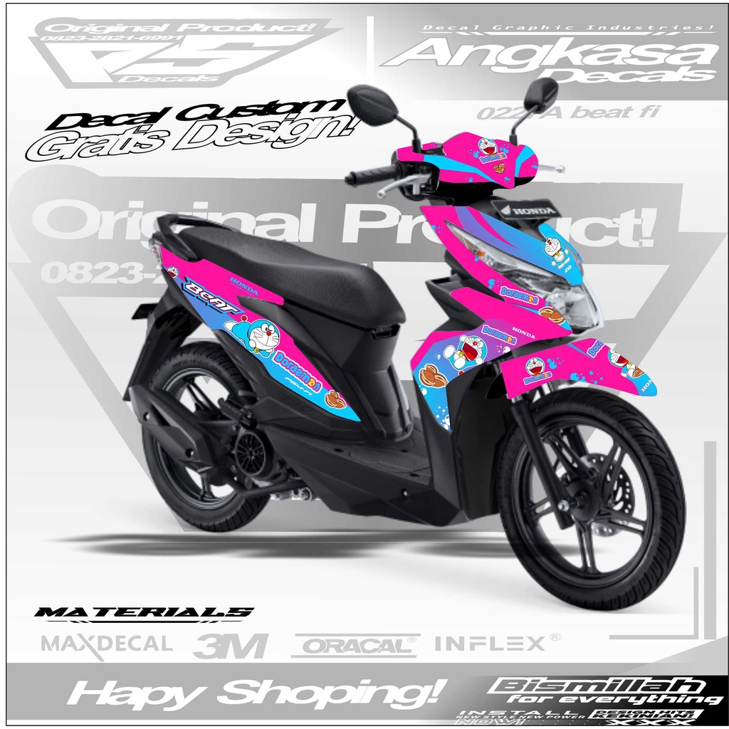 0227A DECALS STIKER  MOTIF DORAEMON FULLBODY MOTOR BEAT FI 2019