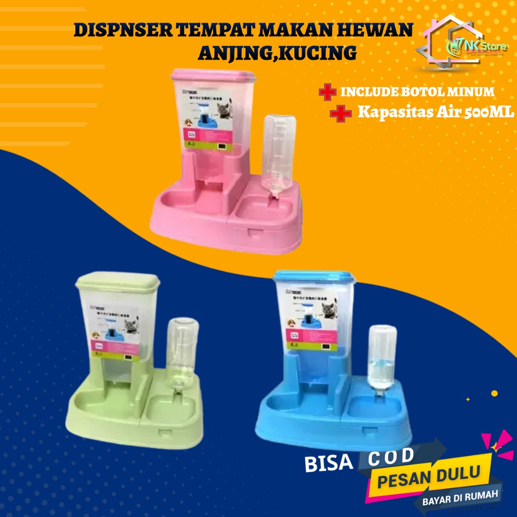 Dispenser Tempat Makan Makanan Minum Minuman kucing Anjing otomatis