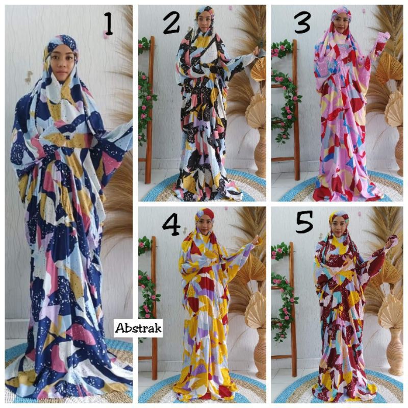 MUKENA TERUSAN JUMBO BALI MOTIF ABSTRAK RAYON PREMIUM
