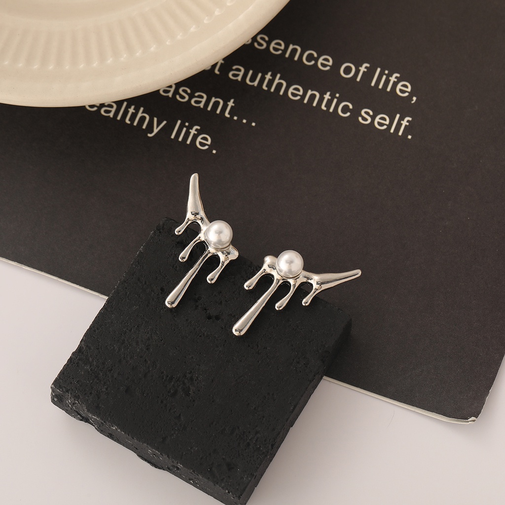 Anting Mutiara Bahan Metal Gaya Korea Untuk Aksesoris