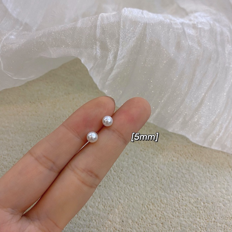 Anting Tusuk Sterling Silver 925 Hypoallergenic Hias Mutiara Bulat Mini Untuk Wanita