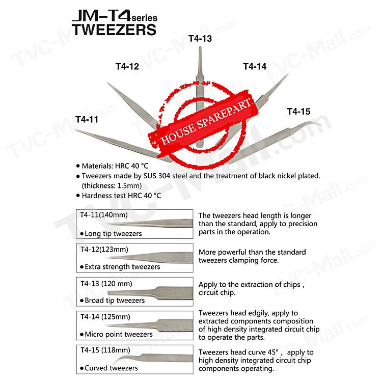 JAKEMY JM-T4-12 Professional Extra Strength Tweezer Original