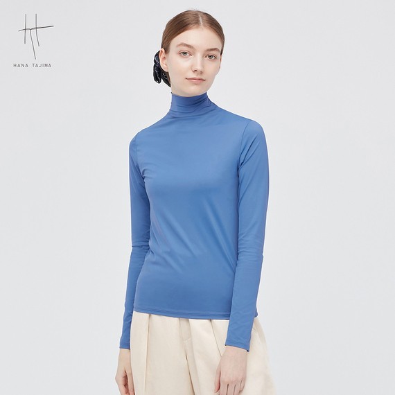 Limited Sale! UNIQLO UV Protection - Women Airism Turtleneck High Neck Long Sleeved Top Dalaman Inne