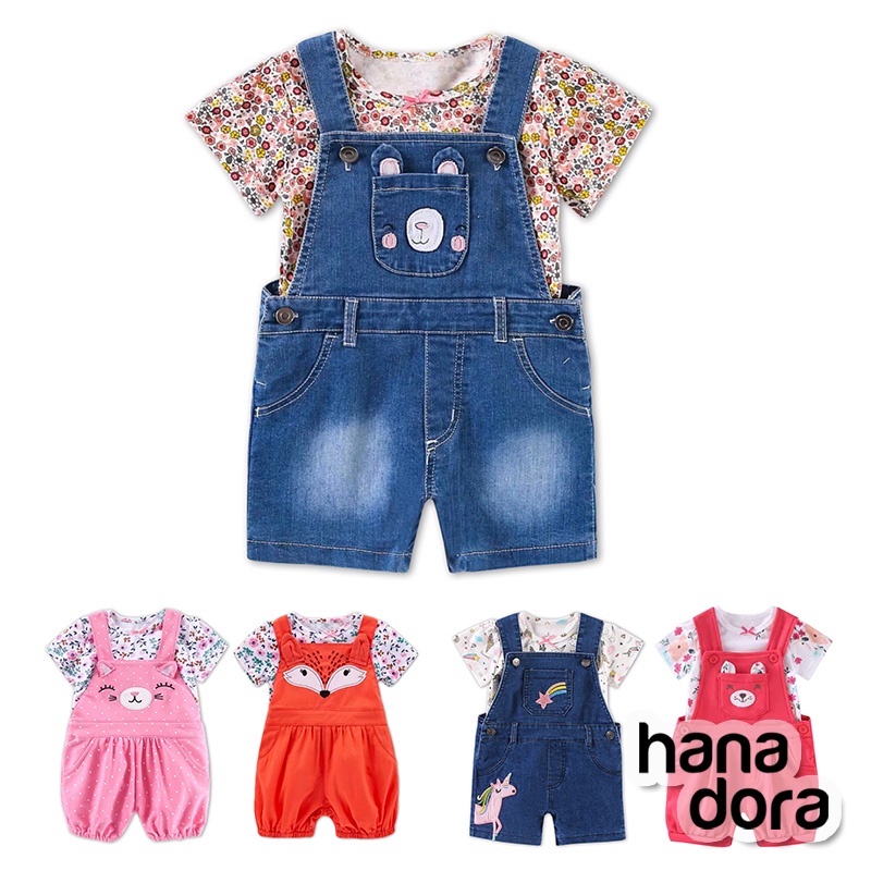 2-Piece Shortalls Girl - Set Baju Kodok Bayi