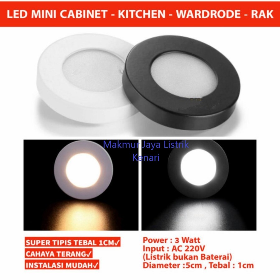 Lampu Downlight LED Panel OUTBOW 3W Mini 3 W Watt BULAT OB SLIM Tempel