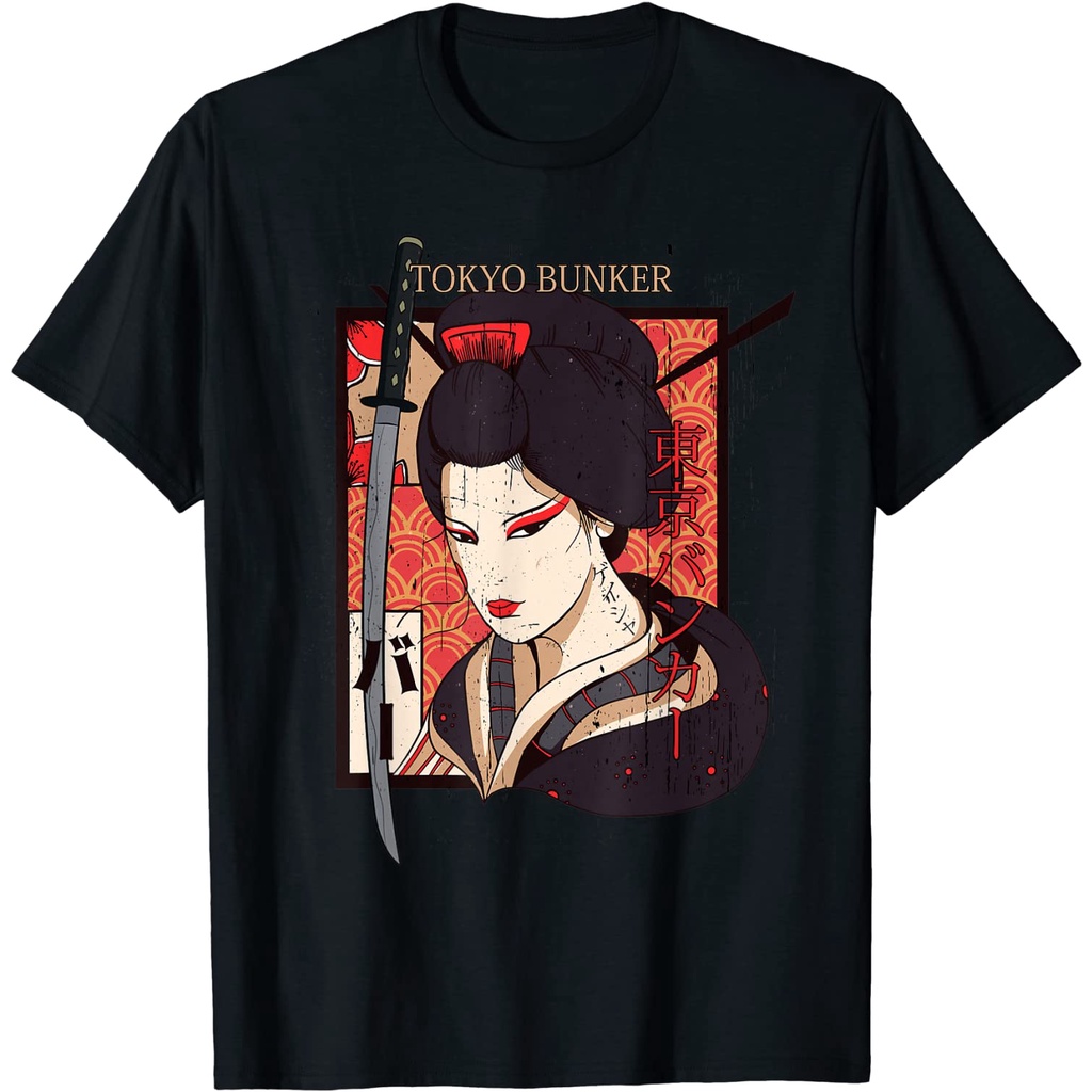 KAOS Japanese Aesthetic Waifu Girl Katana Traditional Geisha T-Shirt