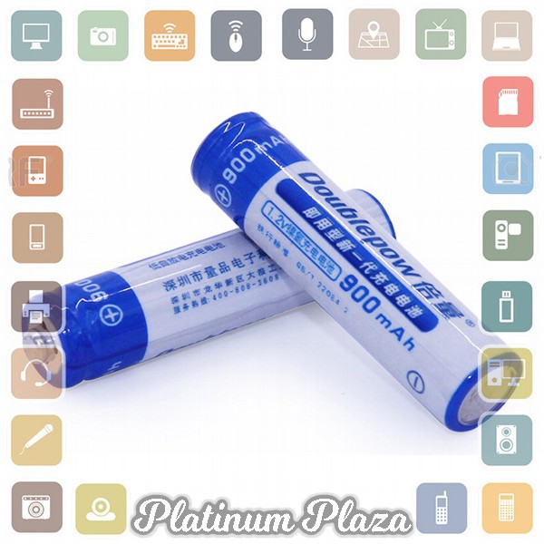 DOUBLEPOW Batu Baterai Alkaline Rechargeable AAA 900mAh 2 PCS`1242CI-