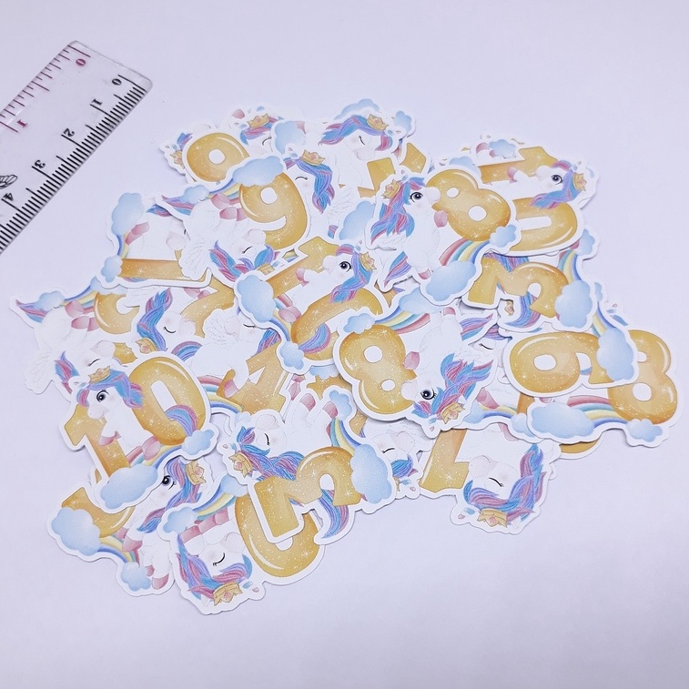 

sticker cute unicorn numbers / stiker unicorn angka 25 scrapbook DIY