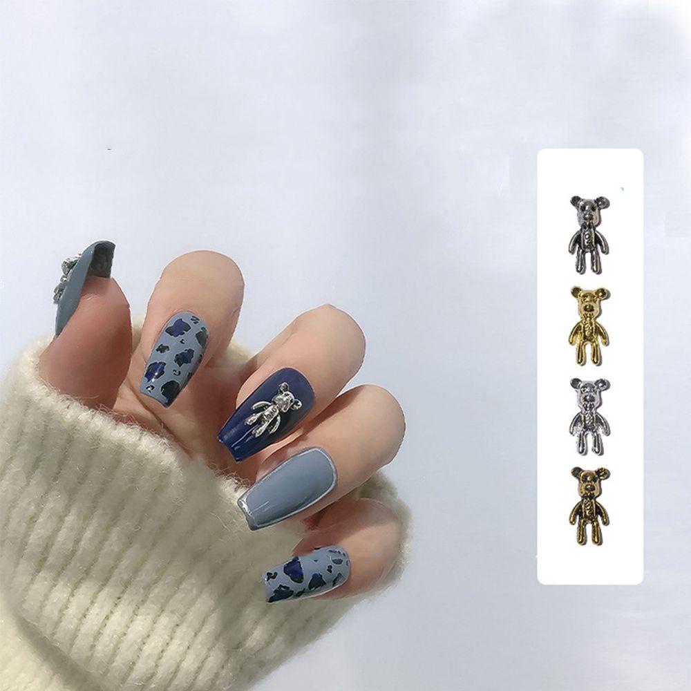 Needway Beruang Nail Art Perhiasan Lucu Logam Pesona Fashion Jepang Retro DIY Hiasan Kuku