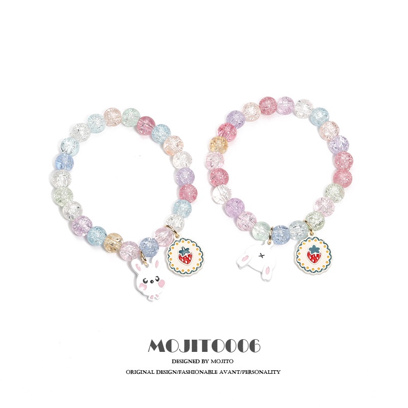 Gelang Manik-Manik Kristal Desain Good Luck Bear Gaya Korea Untuk Wanita