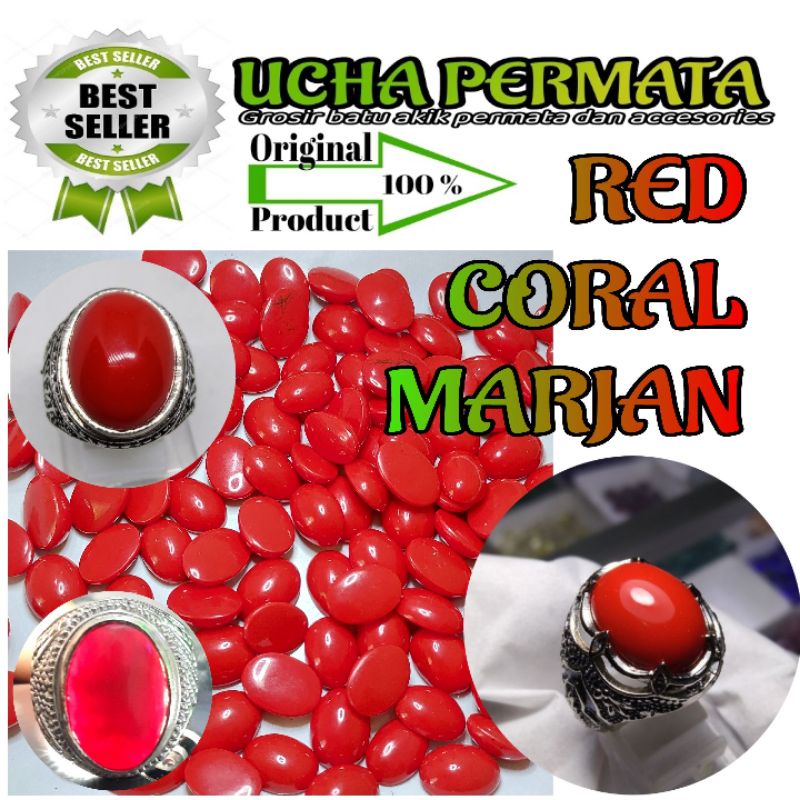 cincin batu red marjan / batu akik red marjan murah