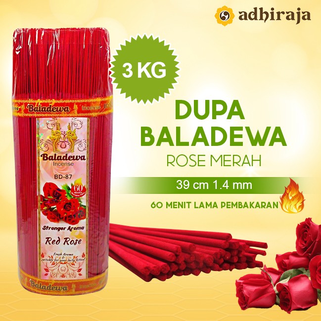 Dupa/ Hio wangi harum Baladewa 39 cm 3 kg 1.4 mm Red Rose Merah