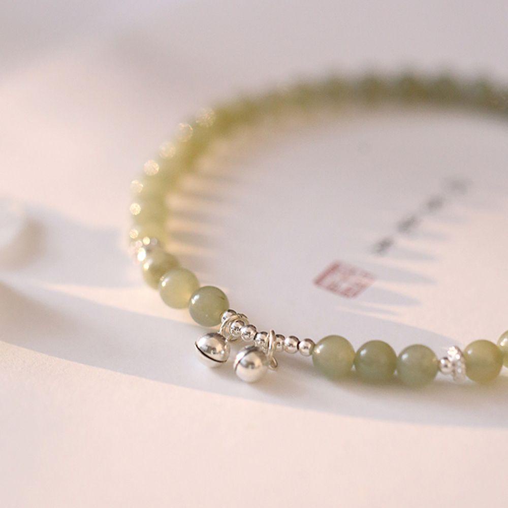 Needway Gelang Kaki Manik Hijau Minoritas Barefoot Yang Dapat Disesuaikan Dengan Bell Sandal Gadis Gaya Korea Anklet