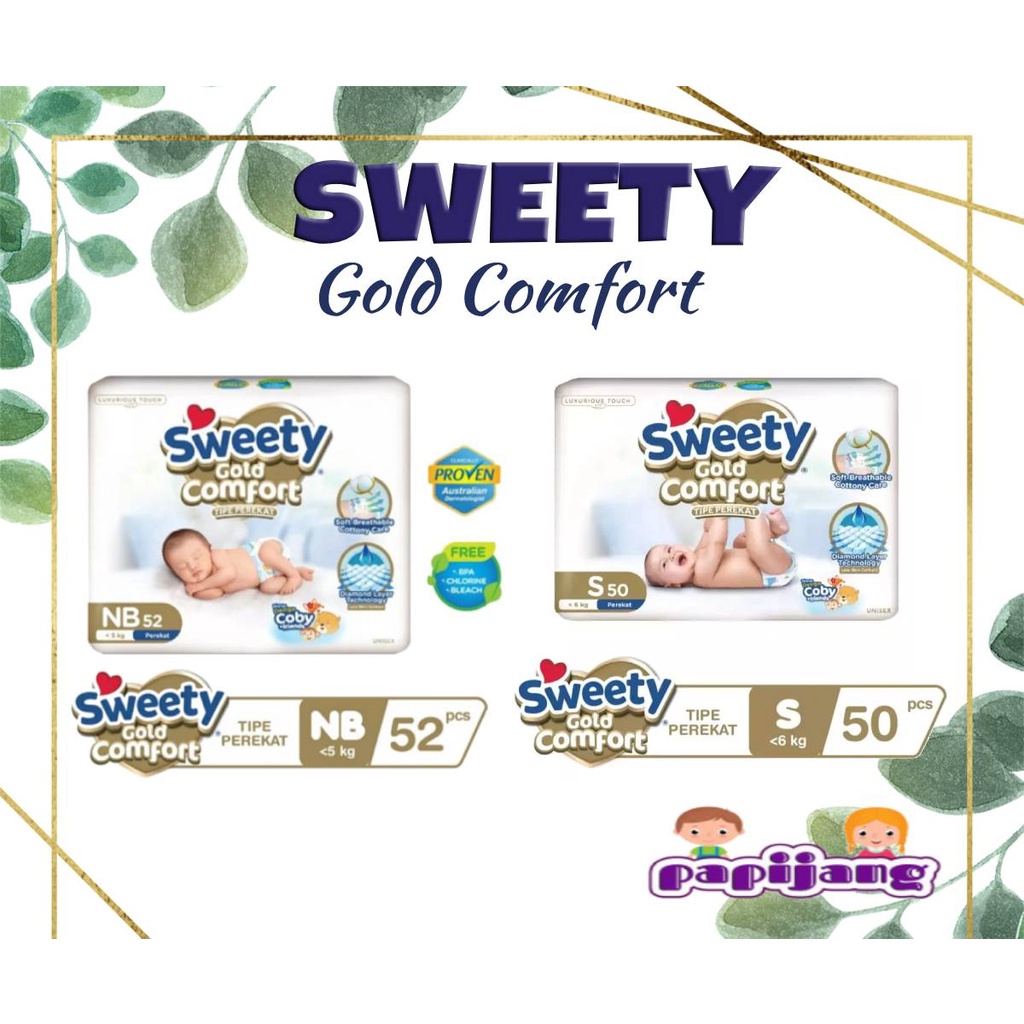 Sweety Gold Comfort Perekat NB52 / S50 / M48 | Sweety Perekat Gold Comfort NB 52 / S 50 / M 48