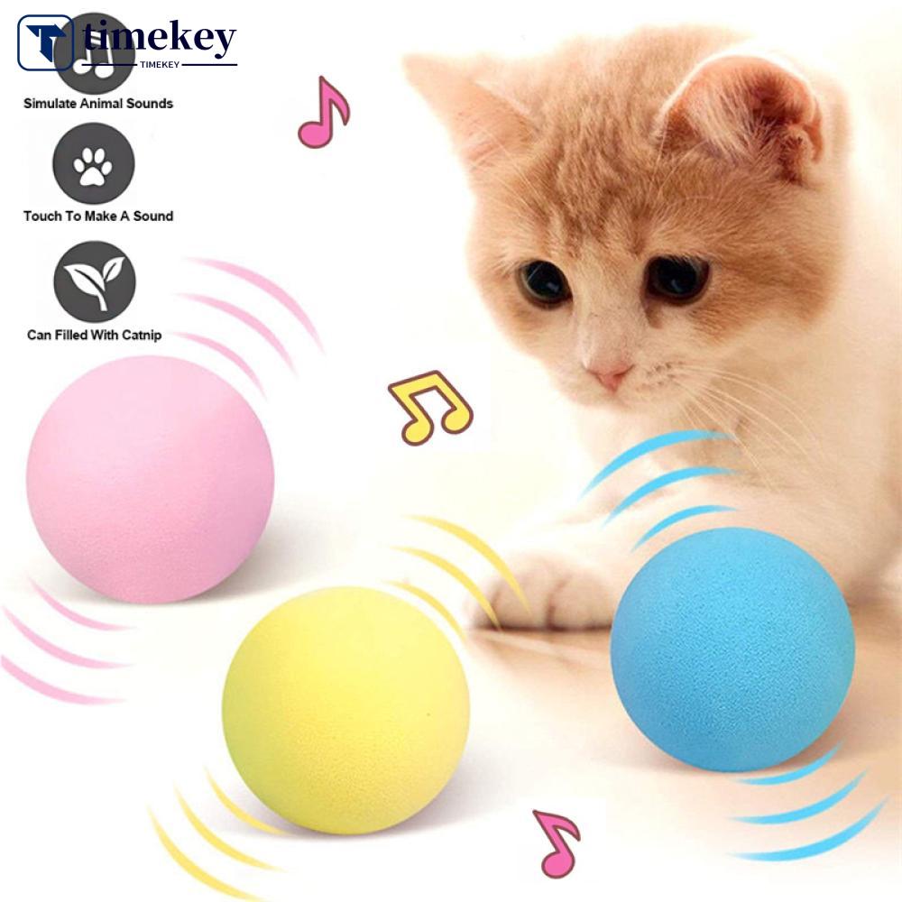 Timekey Mainan Interaktif Bola Mencicit Untuk Melatih Kucing Q1V2