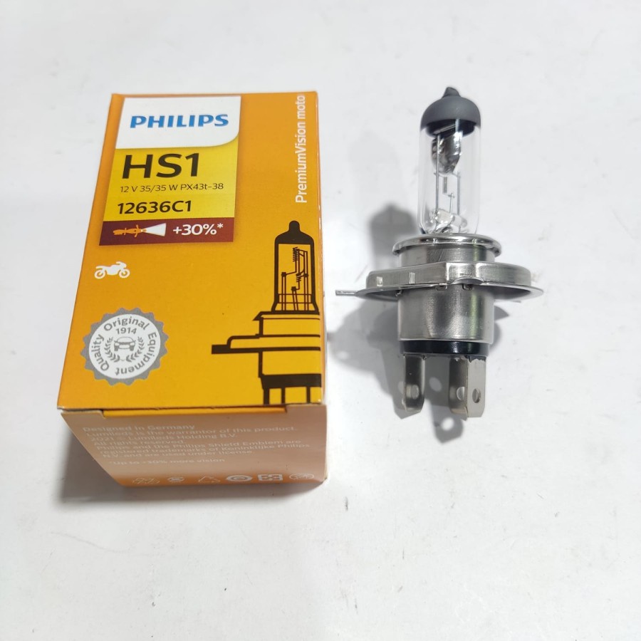 BOHLAM LAMPU DEPAN  HALOGEN PHILIPS HS1 H4 12V 35/35W P43t-38 ORIGINAL