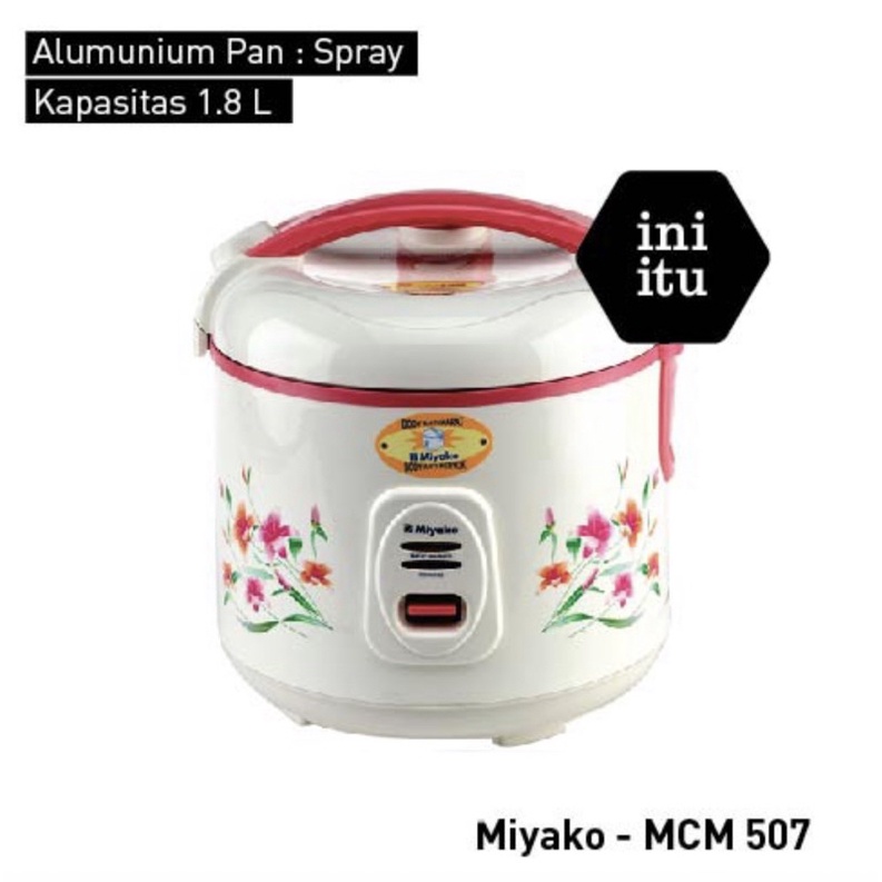 [ Miyako ] Magic Com / Rice Cooker Miyako 3 in 1 MCM 507 - Kapasitas 1.8 Liter