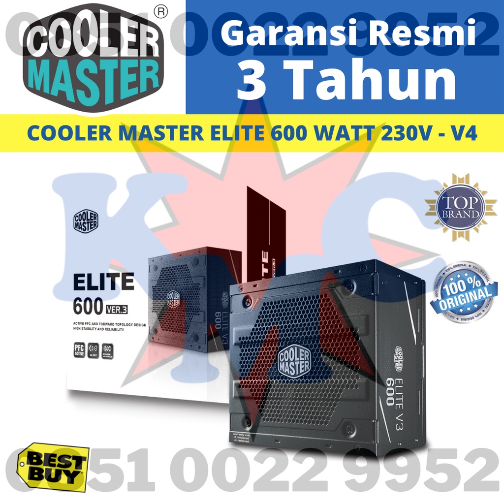 Power Supply Cooler Master 600 Elite V4 80+ 600 Watt PSU 600W 80 plus Best Seller Terlaris