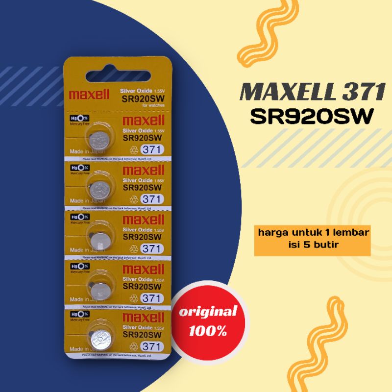BATERAI MAXELL 371 SR920SW ORIGINAL BATRAI SR920W SR921W SR921SW BATRAI KANCING 371 SR 920 SW