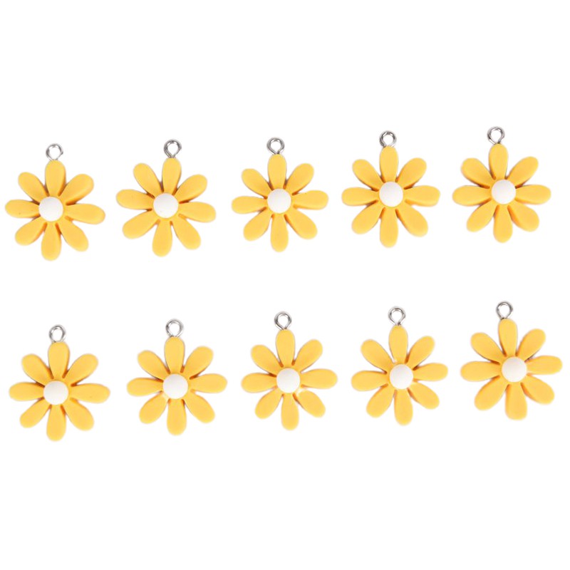 Hbid Glory 10Pcs / Set Liontin Resin Bentuk Bunga Matahari / Daisy Untuk Membuat Perhiasan DIY