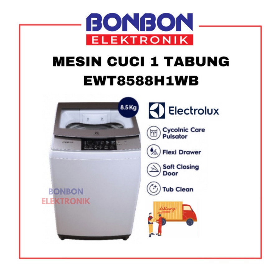 Electrolux Mesin Cuci 1 Tabung 8.5KG EWT8588H1WB / EWT 8588H1WB