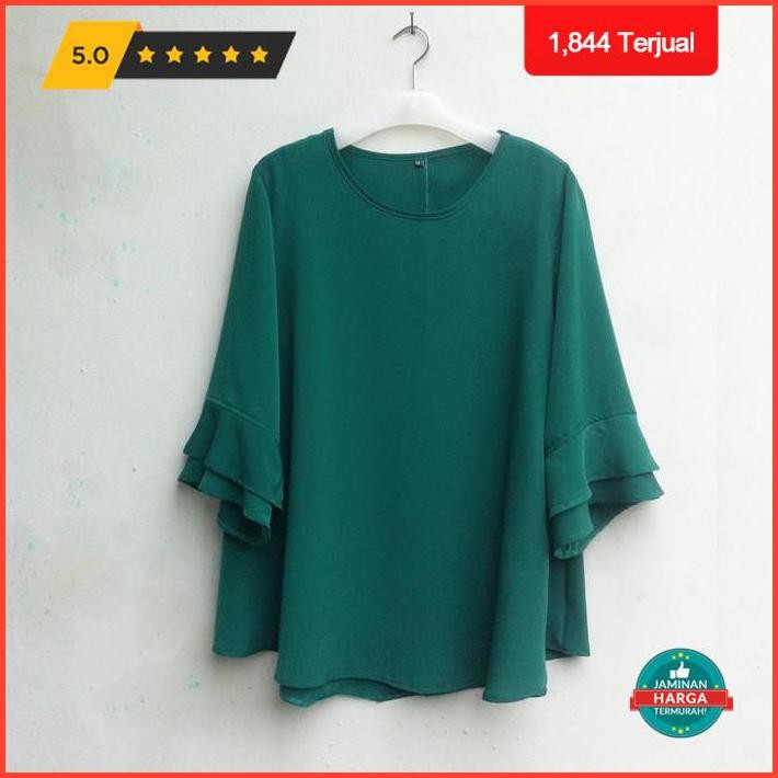 New Blouse Wanita Big Size 2L, 3L, 4L & 5L Warna Hijau Tosca Tua Limited