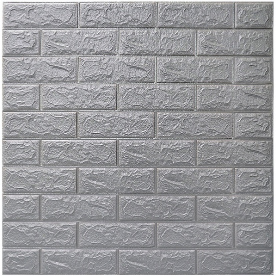 Promosi terlaris！！Wallpaper Dinding 3D bata busa Stiker Foam Motif bata waterproff murah Wallpaper dinding-ZW-5 perak