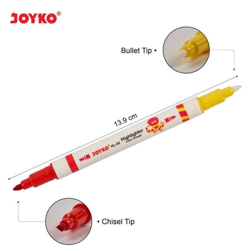 ( Set 6 Pen ) JOYKO MAGICAL HIGHLIGHTER DUAL TIP - PENANDA BEWARNA HL 68-6 COLOR CHANGE DUAL TIP