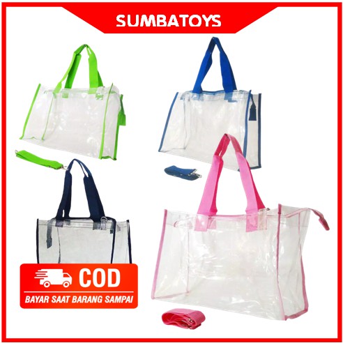 Tas Plastik Mika Bening I Sling Bag Transparan  Resleting