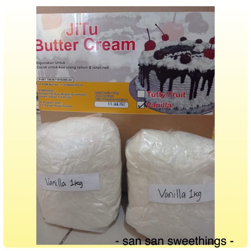 butter cream siap pakai vanila jitu / butter cream instan kemasan 1kg