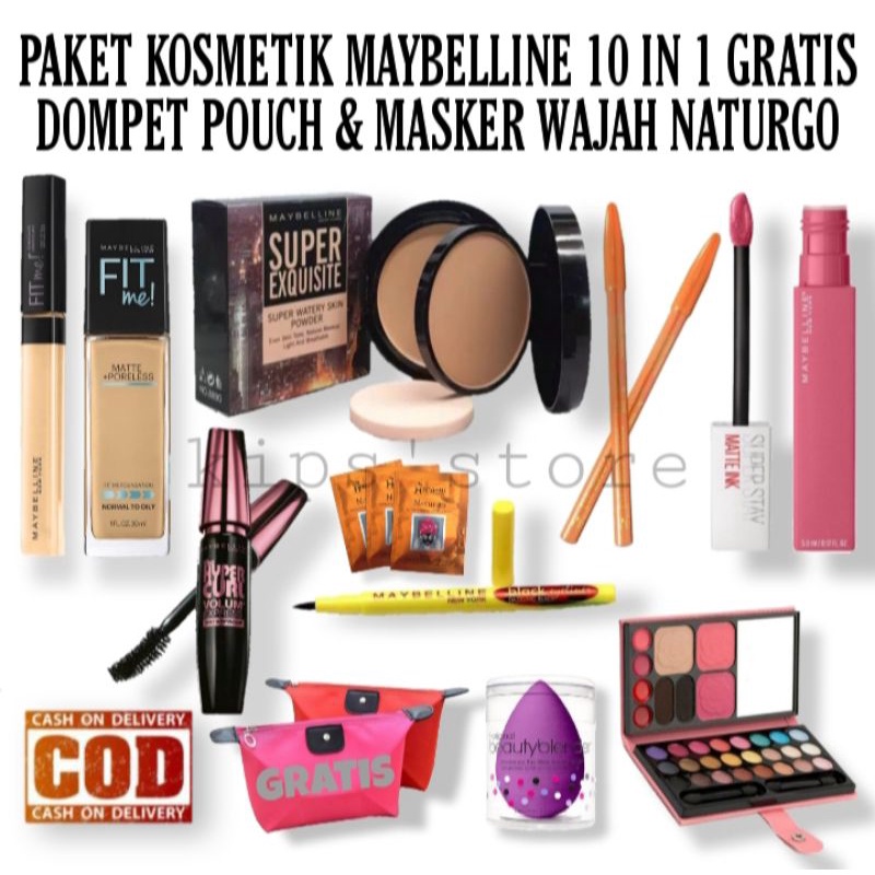 Paket Make Up Maybelline Fit Me Foundation / Paket kosmetik lengkap maybelline 10in1