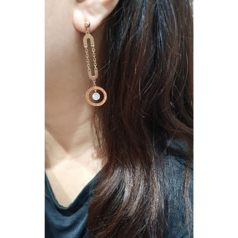 Anting Titanium Premium asli Rosegold earring Stainless Steel anti karat anti alergi Ta-0250