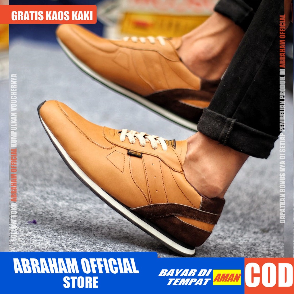 ABRHM JELAL Sepatu Casual Sneakers Pria Sepatu Pria Casual Sneaker Kulit Asli Sepatu Cowok/Cowo Ori Sepatu Kasual Semi Formal Kerja Running Kuliah Gaya Santai Keren Kekinian Original Murah Terlaris