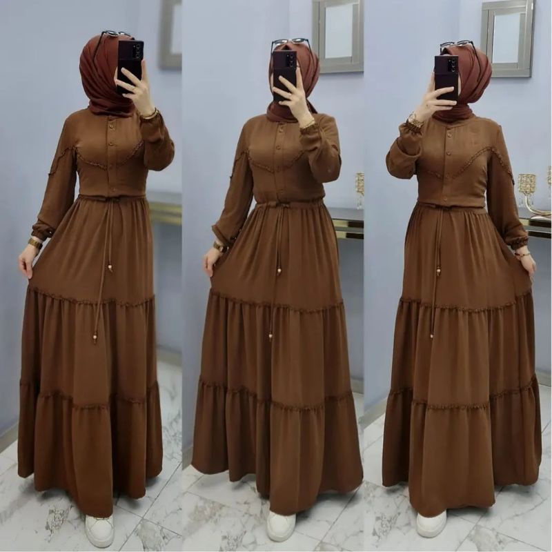 DRESS CERUTY BABYDOLL FULL FURRING/NATALIA DRESS/GAMIS CERUTY PREMIUM TERBARU 2022/FASHION MUSLIM WANITA KEKINIAN/FAR MOSLEMSTORE