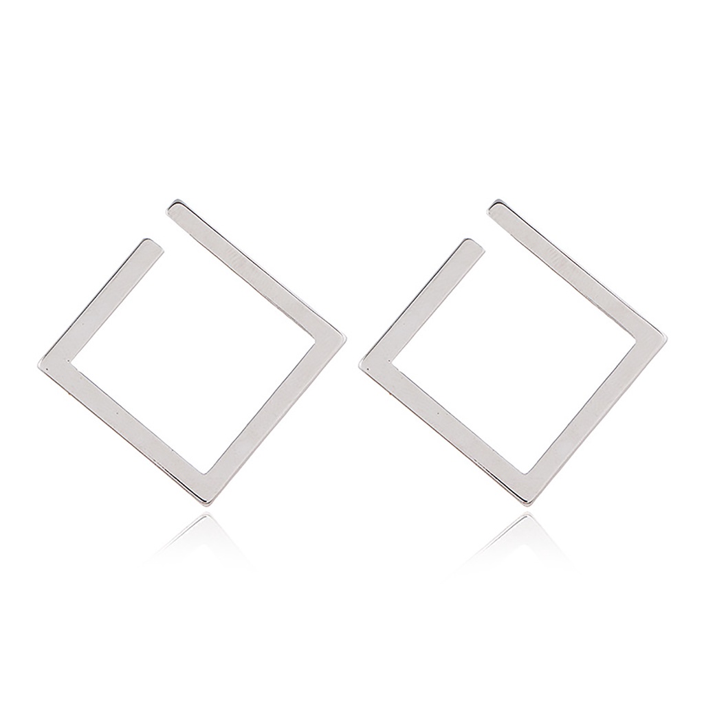 Hu Hu Hu Hu Hu Alat Bantu Pasang Kacamata♡ 1 Pasang Anting Stud Bentuk Persegi Geometris Model Terbuka Bahan Alloy Untuk Wanita