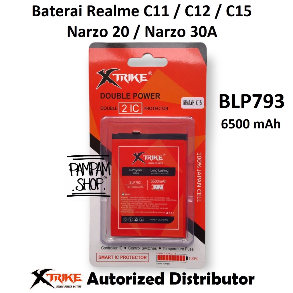 Baterai Xtrike Double Power Original Realme C11 C12 C15 C25 Narzo 20 30A BLP793 Batre Batrai Battery HP Handphone Ori BLP 793