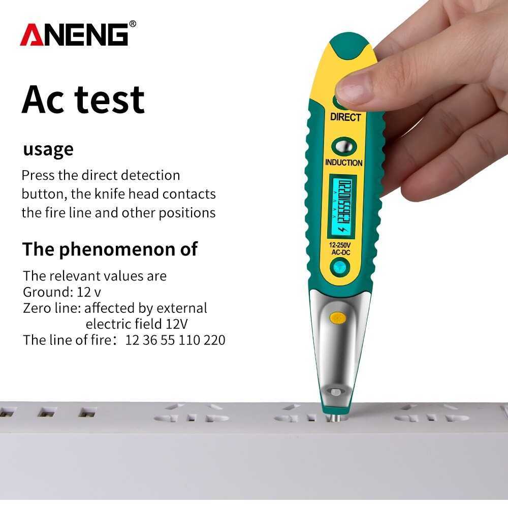 Test Pen Obeng Non Contact AC-DC Voltage Alert Detector 12V-250V LCD LED Senter