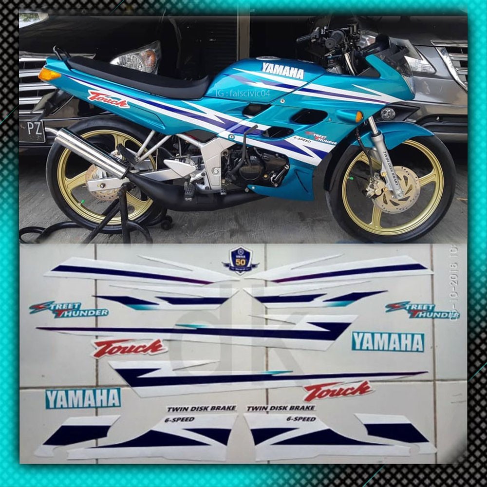 Striping Yamaha Touch hijau Laminasi Glosy Tahan Vernis Cuting Mesin