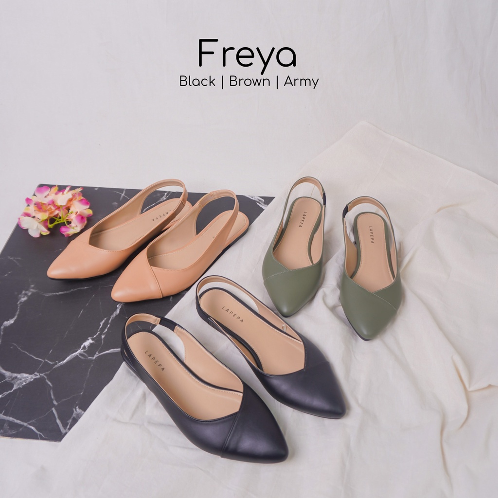 AVLINSTORE - tipe FREYA Sepatu Flat Shoes Wanita Sepatu Kantor Casual Back Strap Karet