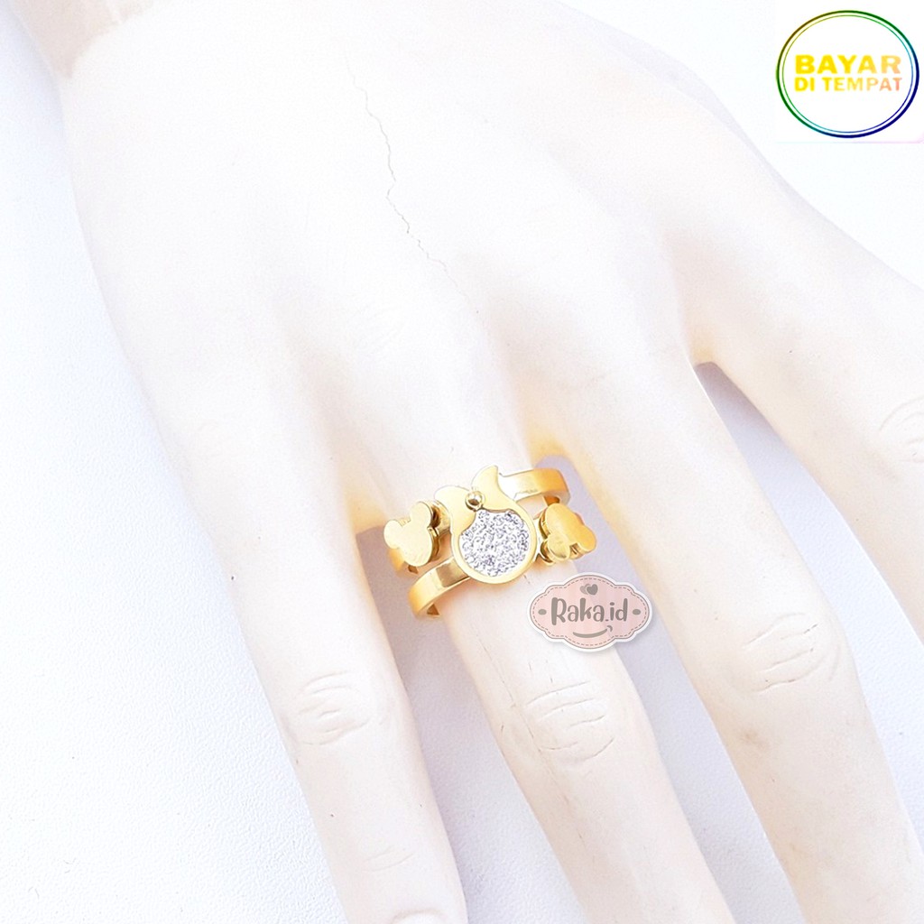 Raka Acc - Cincin Wanita / Cincin Titanium  Mickey Minnie Stainless Steel Aksesoris Perhiasan 287