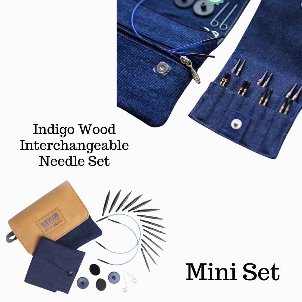 KnitPro - Denim / Indigo Wood Interchangeable Needle Set Ultra Short &amp; Normal