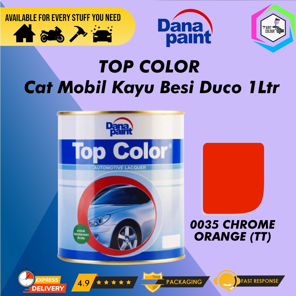 TOP COLOR 0035 Chrome Orange (Tt) - Cat Mobil Kayu Besi Duco